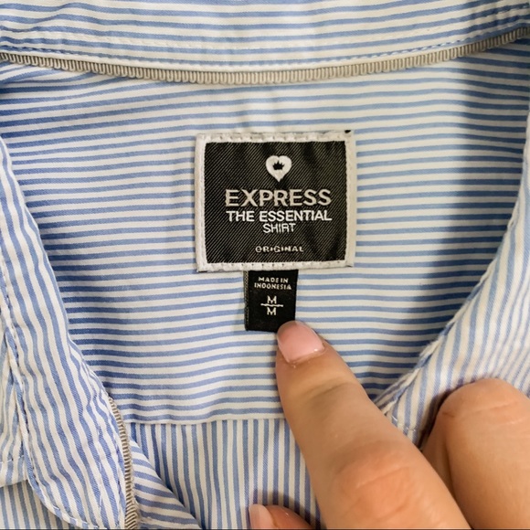 Express ‘The Essentials Shirt’ Pinstripe Button Up - Picture 3 of 4